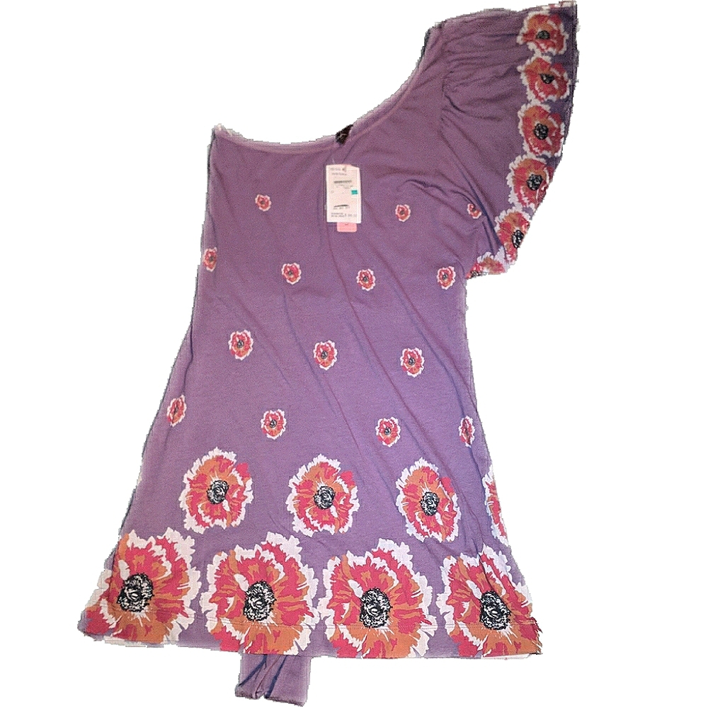 NWT Language Los Angeles Floral One Shoulder Tie Back Flutter Sleeve Top